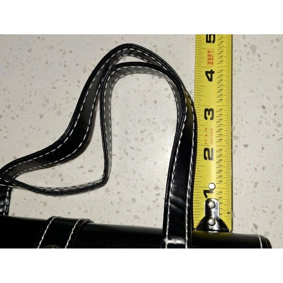 Black Small Rectangular Handbag Cosmetic Purse with Decorative Silver Tone Studs - Picture 10 of 15